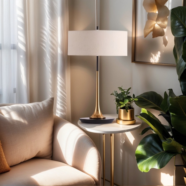 Baiyeco LED Luxury Cordless Table Lamps Iron+Fabric Lampshade