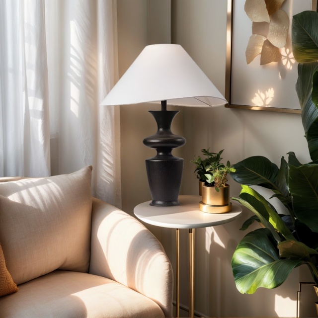 Baiyeco LED Shop Table Lamps Fabric Lampshade