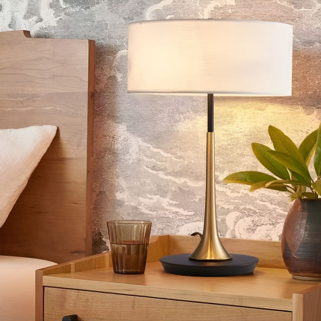 Baiyeco LED Luxury Cordless Table Lamps Iron+Fabric Lampshade
