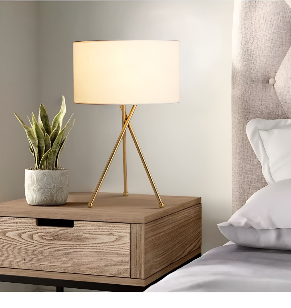 Baiyeco LED Bedside Table Lamps Iron+Fabric Lampshade