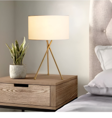 Baiyeco LED Bedside Table Lamps Iron+Fabric Lampshade