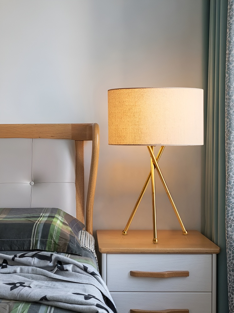 Baiyeco LED Bedside Table Lamps Iron+Fabric Lampshade