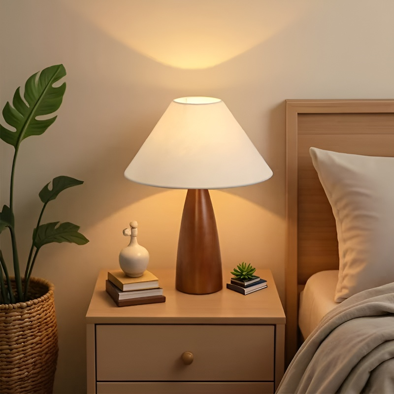 Baiyeco LED Art Deco Table Lamps Fabric Lampshade
