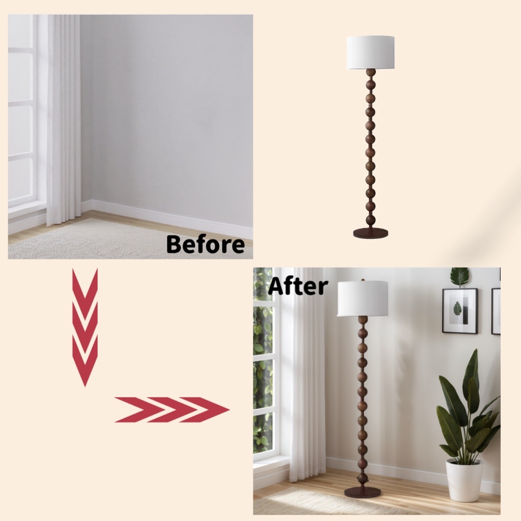 Baiyeco Modern Table Lamp - Iron Body Bulb Lighting Fabric Shade Plug-in Use