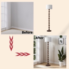 Baiyeco Modern Table Lamp - Iron Body Bulb Lighting Fabric Shade Plug-in Use