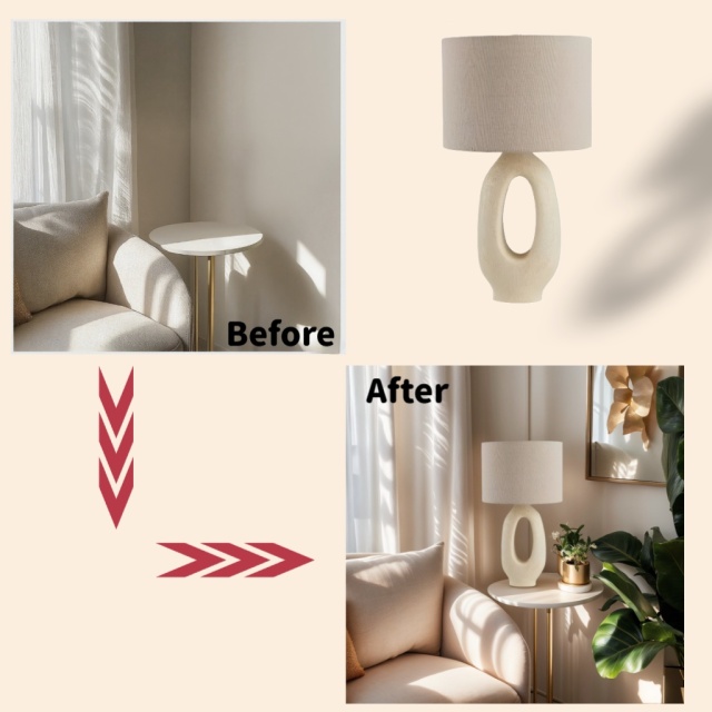 Baiyeco Modern Table Lamp - Plug-in Bulb Lamp with Wood Iron Body and Cloth Shade Multi-Country Adapter