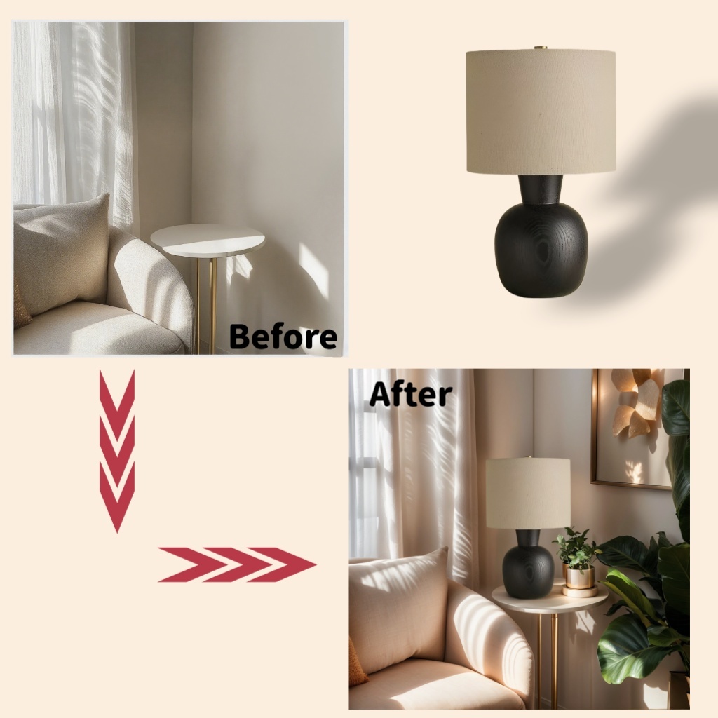 Baiyeco adjustable table lamp - for use with bulb wood iron frame cloth shade global plug