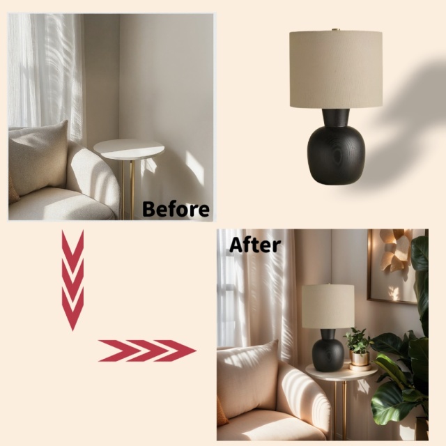 Baiyeco adjustable table lamp - for use with bulb wood iron frame cloth shade global plug