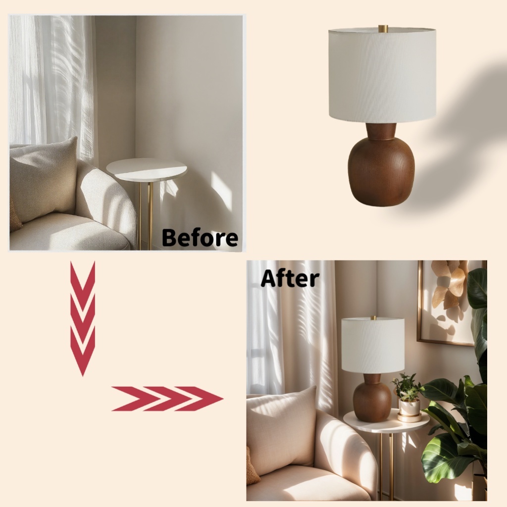 Baiyeco Architect Table Light - Universal Plug Wood Base Iron Arm Fabric Diffuser Bulb Required