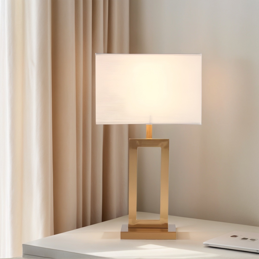 Baiyeco Classic Table Lamp - Fabric Shade Bulb Light Iron Base Plug-in