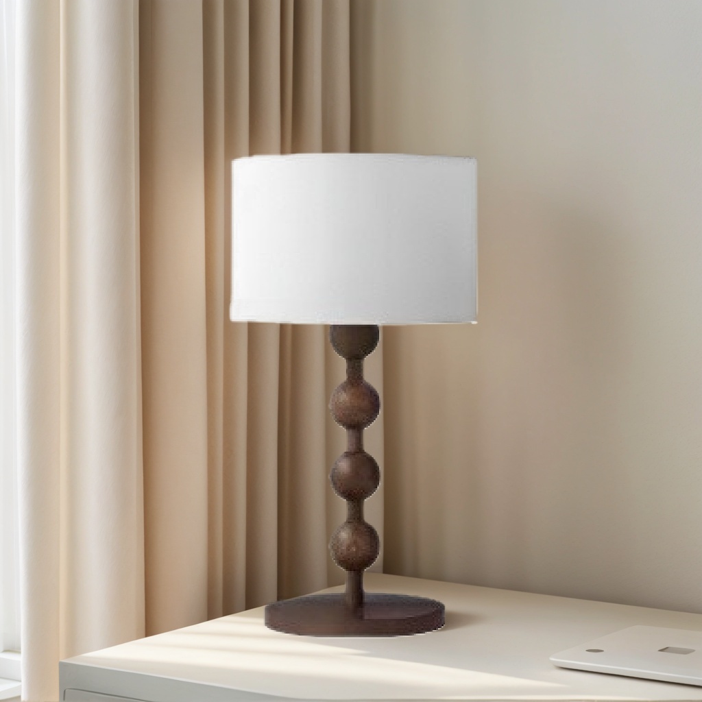 Baiyeco Industrial Table Light - Universal Plug-in Wood Metal Base Cloth Lampshade for Bulb