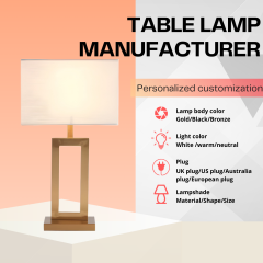 Baiyeco Classic Table Lamp - Fabric Shade Bulb Light Iron Base Plug-in