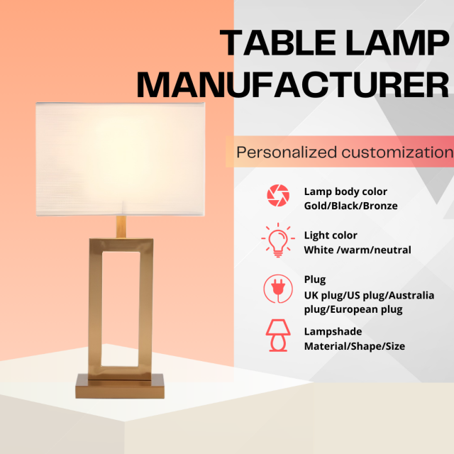 Baiyeco Classic Table Lamp - Fabric Shade Bulb Light Iron Base Plug-in