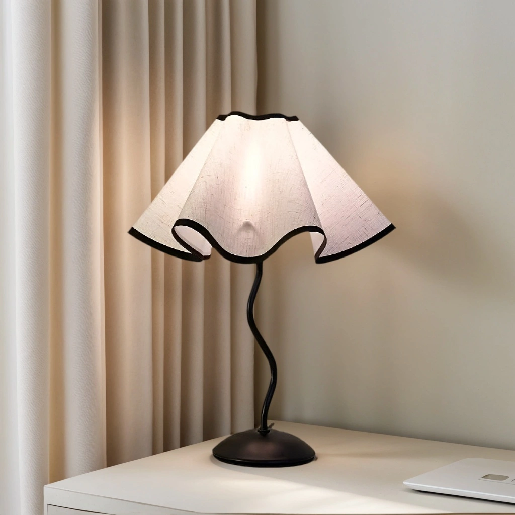 Baiyeco Industrial Series fabric shade table lamp with iron base