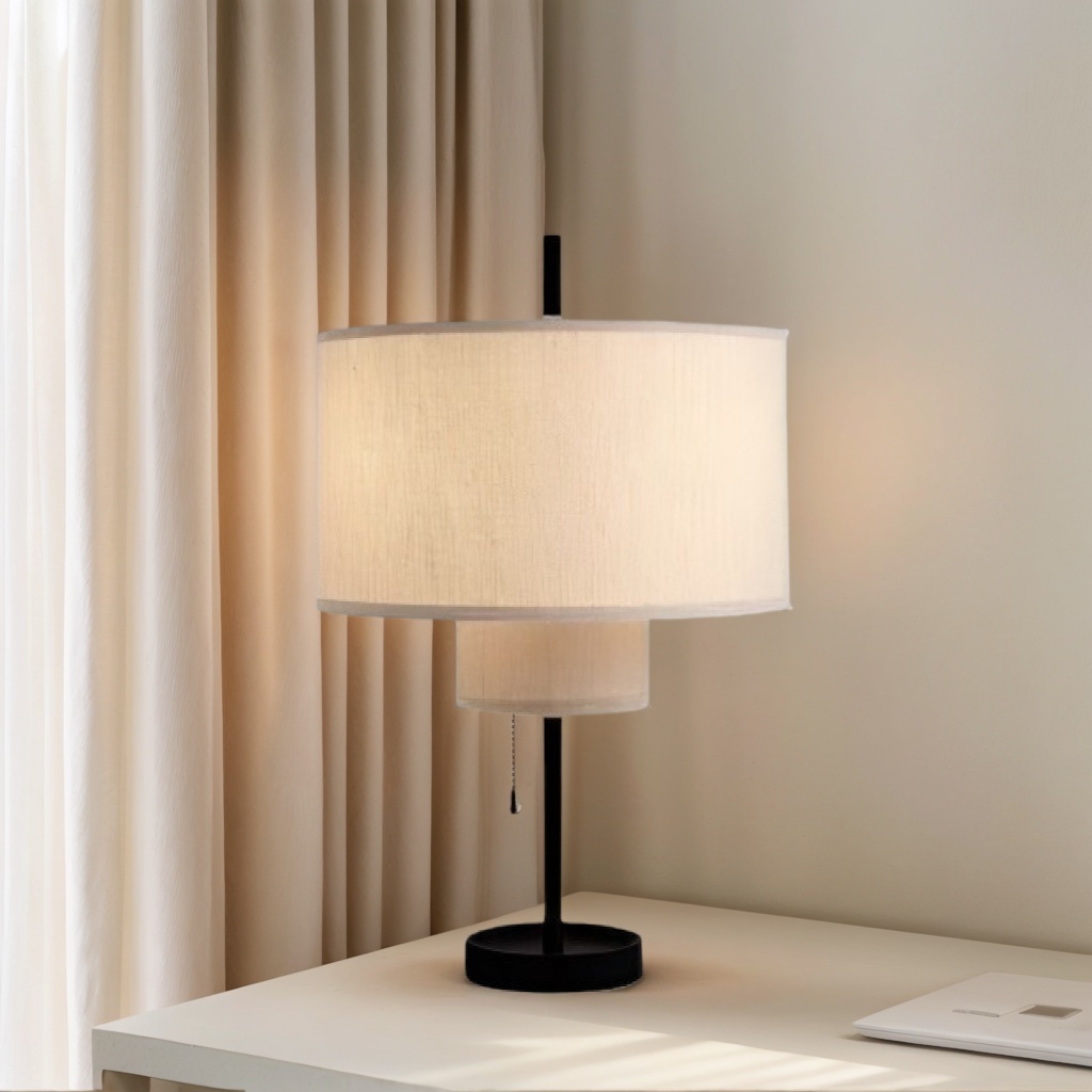 Baiyeco Artisan Table Lamp - Treated Iron Structure in Various Finishes Fabric Diffuser Plug-in Use
