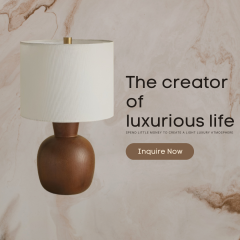 Baiyeco Architect Table Light - Universal Plug Wood Base Iron Arm Fabric Diffuser Bulb Required