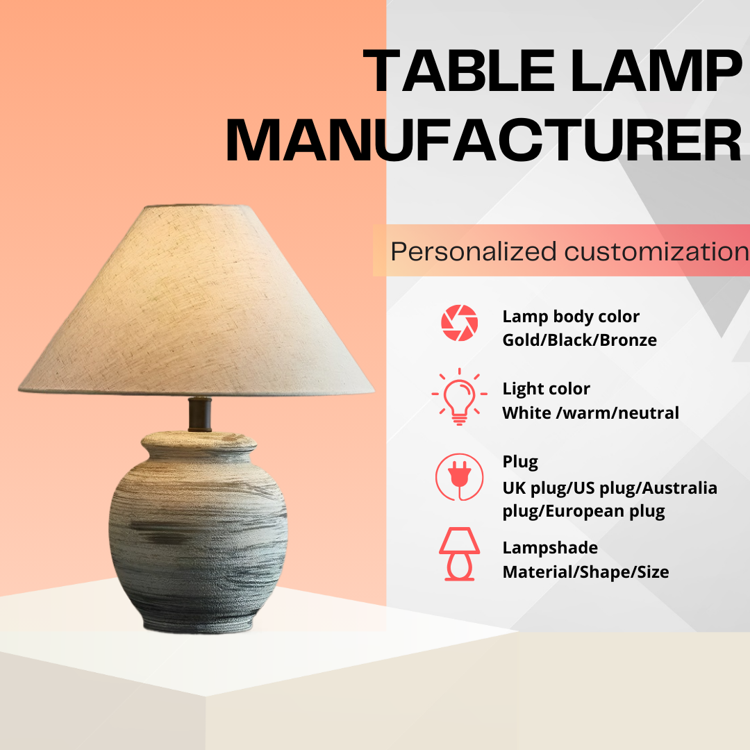 Baiyeco (Ceramic Collection) Table Lamp - Fabric Shade Bulb Light Ceramic Iron Base Universal Plug