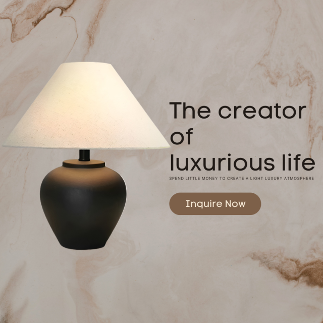 Baiyeco Modern Table Lamp - Iron Body Bulb Lighting Fabric Shade Plug-in Use