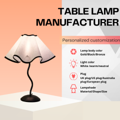 Baiyeco (Industrial Series) Table Lamp - Fabric Shade Bulb Light Electroplated Iron Base Plug-in
