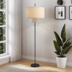 Baiyeco (Modern Series) Floor Lamp - Adjustable Iron Arm Fabric Shade Bulb Lighting Universal Plug for Global Use