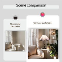 Baiyeco (Industrial Series) Table Lamp - Fabric Shade Bulb Light Electroplated Iron Base Plug-in