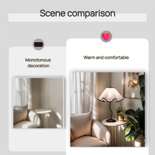 Baiyeco (Industrial Series) Table Lamp - Fabric Shade Bulb Light Electroplated Iron Base Plug-in