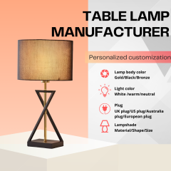 Lampe de chevet classique Baiyeco - Base en fer avec abat-jour en tissu finition électrolytique/pulvérisée Ampoule requise