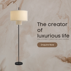 Baiyeco (Modern Series) Floor Lamp - Adjustable Iron Arm Fabric Shade Bulb Lighting Universal Plug for Global Use