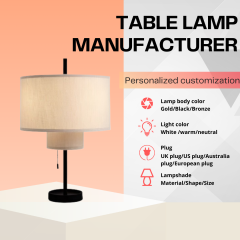 Baiyeco Artisan Table Lamp - Treated Iron Structure in Various Finishes Fabric Diffuser Plug-in Use