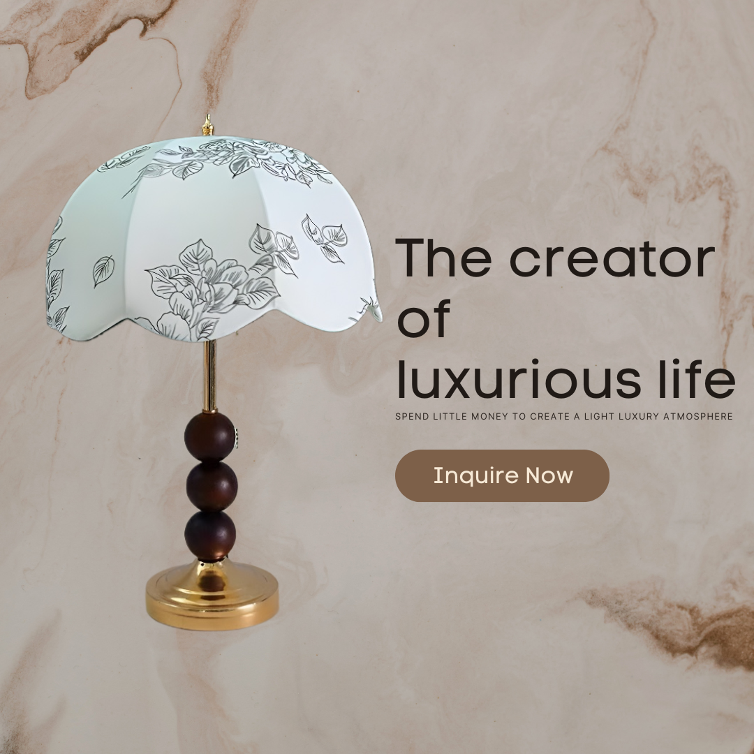 Baiyeco (Classic Series) Table Lamp - Wood & Iron Base Fabric Shade Bulb Light Universal Plug