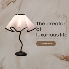 Baiyeco (Industrial Series) Table Lamp - Fabric Shade Bulb Light Electroplated Iron Base Plug-in