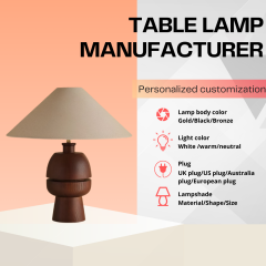 Baiyeco Rustic Bedside Light - Plug-in Bulb Lamp with Wood Iron Construction Fabric Diffuser Global Adapter