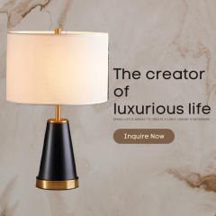 Baiyeco Vintage Table Light - Spray-Painted Finish Iron Body Fabric Lampshade for Bulbs Direct Plug-in