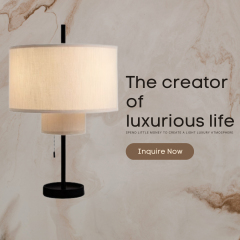 Baiyeco Artisan Table Lamp - Treated Iron Structure in Various Finishes Fabric Diffuser Plug-in Use