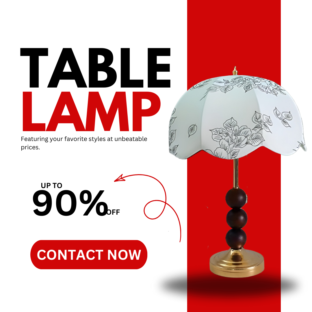 Baiyeco (Classic Series) Table Lamp - Wood & Iron Base Fabric Shade Bulb Light Universal Plug