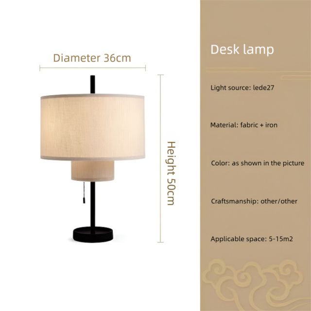 Baiyeco Artisan Table Lamp - Treated Iron Structure in Various Finishes Fabric Diffuser Plug-in Use