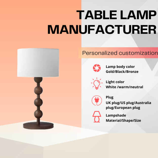 Baiyeco Industrial Table Light - Universal Plug-in Wood Metal Base Cloth Lampshade for Bulb