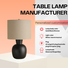 Baiyeco adjustable table lamp - for use with bulb wood iron frame cloth shade global plug