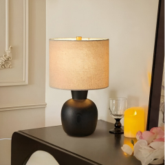 Baiyeco adjustable table lamp - for use with bulb wood iron frame cloth shade global plug