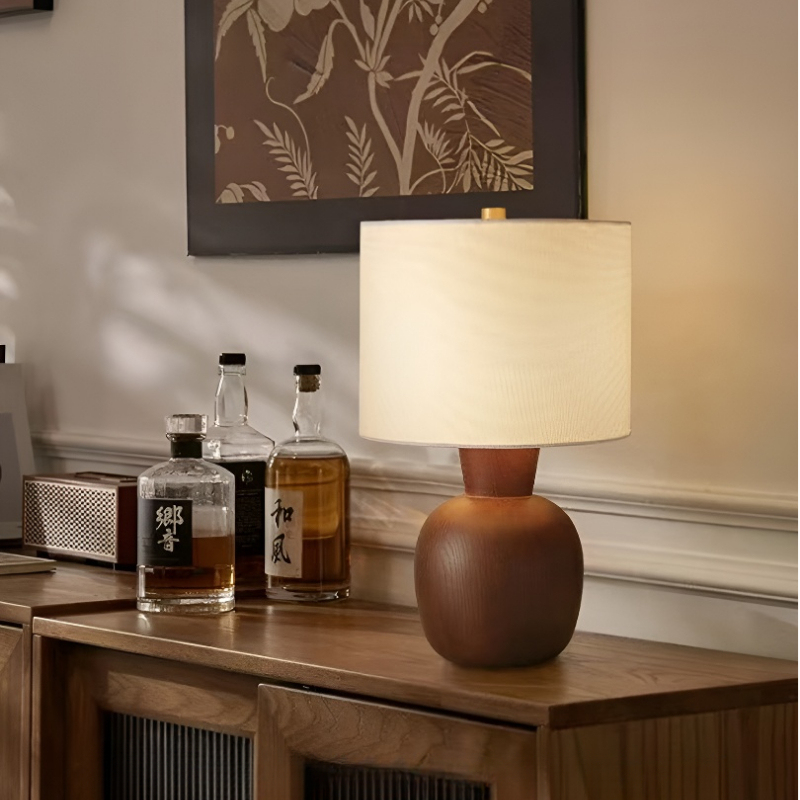 Baiyeco Architect Table Light - Universal Plug Wood Base Iron Arm Fabric Diffuser Bulb Required