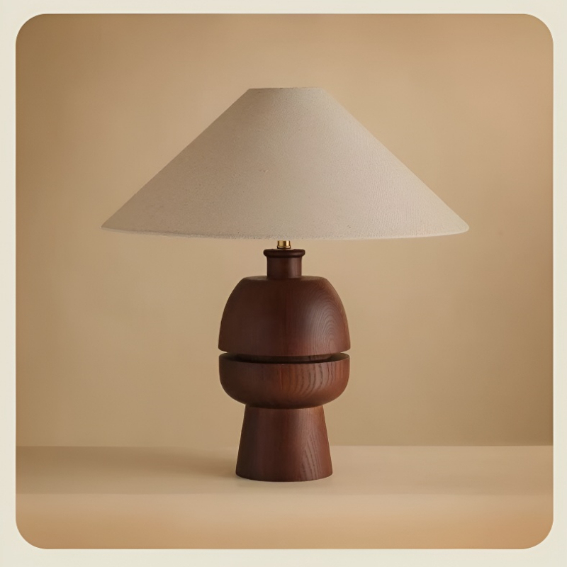 Baiyeco Rustic Bedside Light - Plug-in Bulb Lamp with Wood Iron Construction Fabric Diffuser Global Adapter