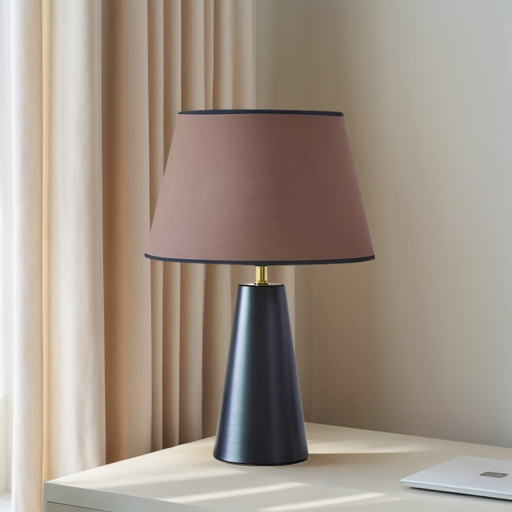Baiyeco (Metro Series) Table Lamp - Industrial Iron Frame Fabric Shade Bulb Compatible Universal Plug