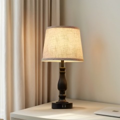 Baiyeco (Modern Series) Table Lamp - Touch Control Iron Desk Light with USB-C Charging Port & Fabric Shade Universal Plug