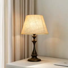 Baiyeco (Urban Loft) Desk Lamp - Plug-in Light with Iron Base Cloth Lampshade Worldwide Voltage Adapter