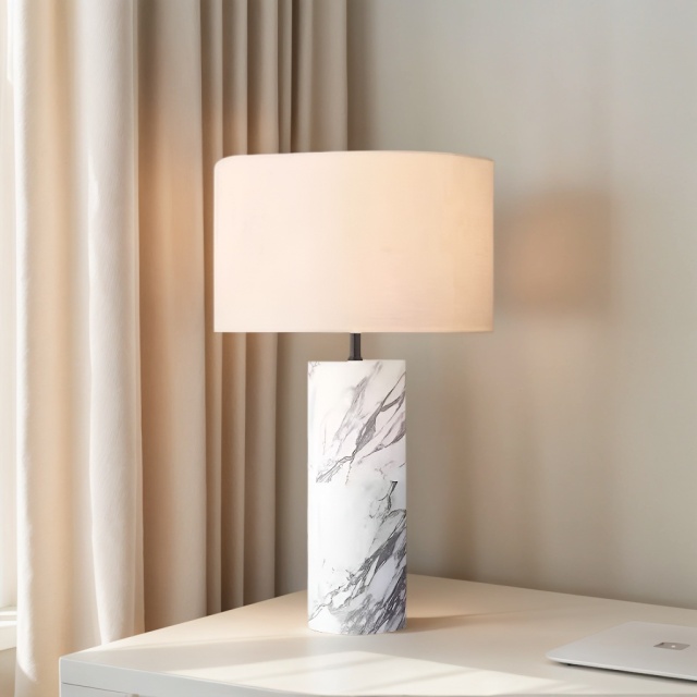 Baiyeco Modern Desk Lamp - For Use with Bulb Stone Base & Cloth Shade Worldwide Voltage Adapter