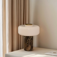 Baiyeco Contemporary Office Lamp - Marble Stability Fabric Diffuser Bulb Light Worldwide Plug-in