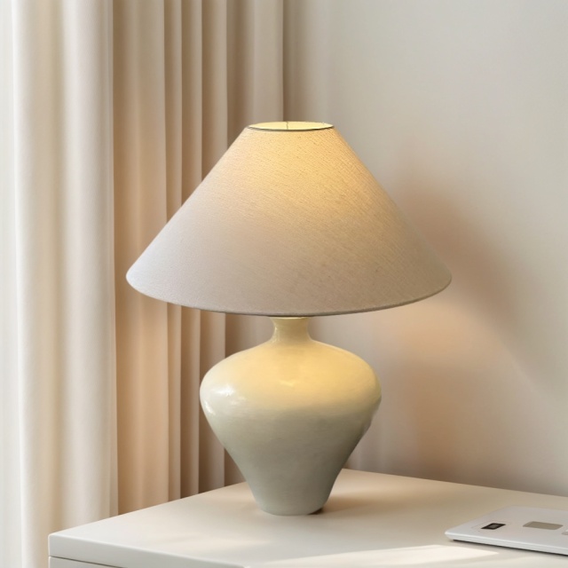 Baiyeco Ceramic Task Lamp - For Use with Bulb Fabric Shade Iron Details International Plug Adapter