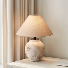 Baiyeco Modern Desk Lamp - Ceramic & Iron Construction with Cloth Shade Bulb Light Worldwide Voltage