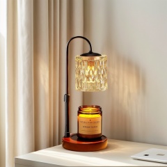 Baiyeco (Natural Series) Fragrance Lamp - Wood Frame Glass Shade Iron Accents USB Power Bulb Compatible