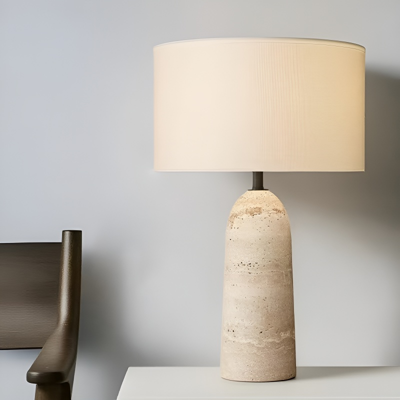 Lampe de chevet minimaliste Baiyeco - Lampe à ampoule enfichable avec base lestée en marbre, abat-jour en lin, utilisation mondiale